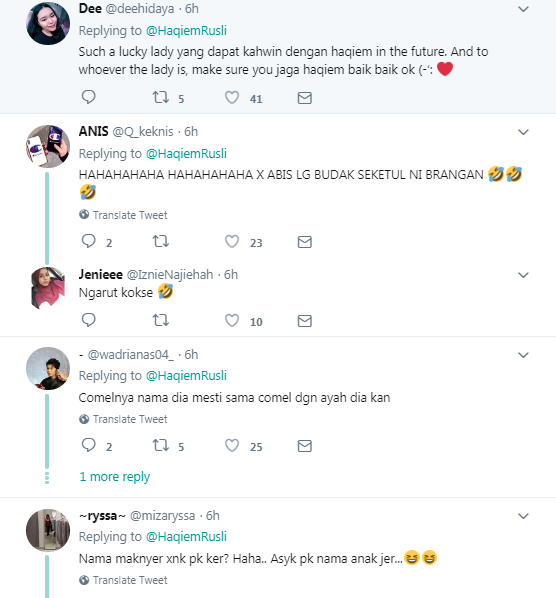 Beri Bayangan Nama Anak, Haqiem Rusli Buat Peminat Tak 